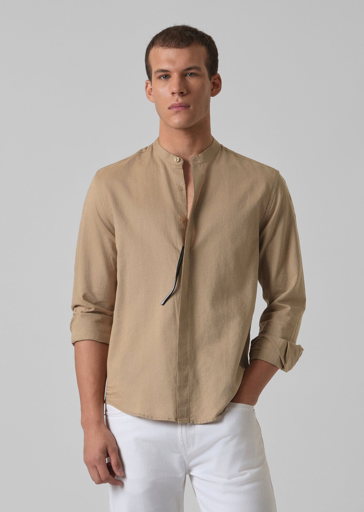 Warm Beige Cotton Linen Shirt