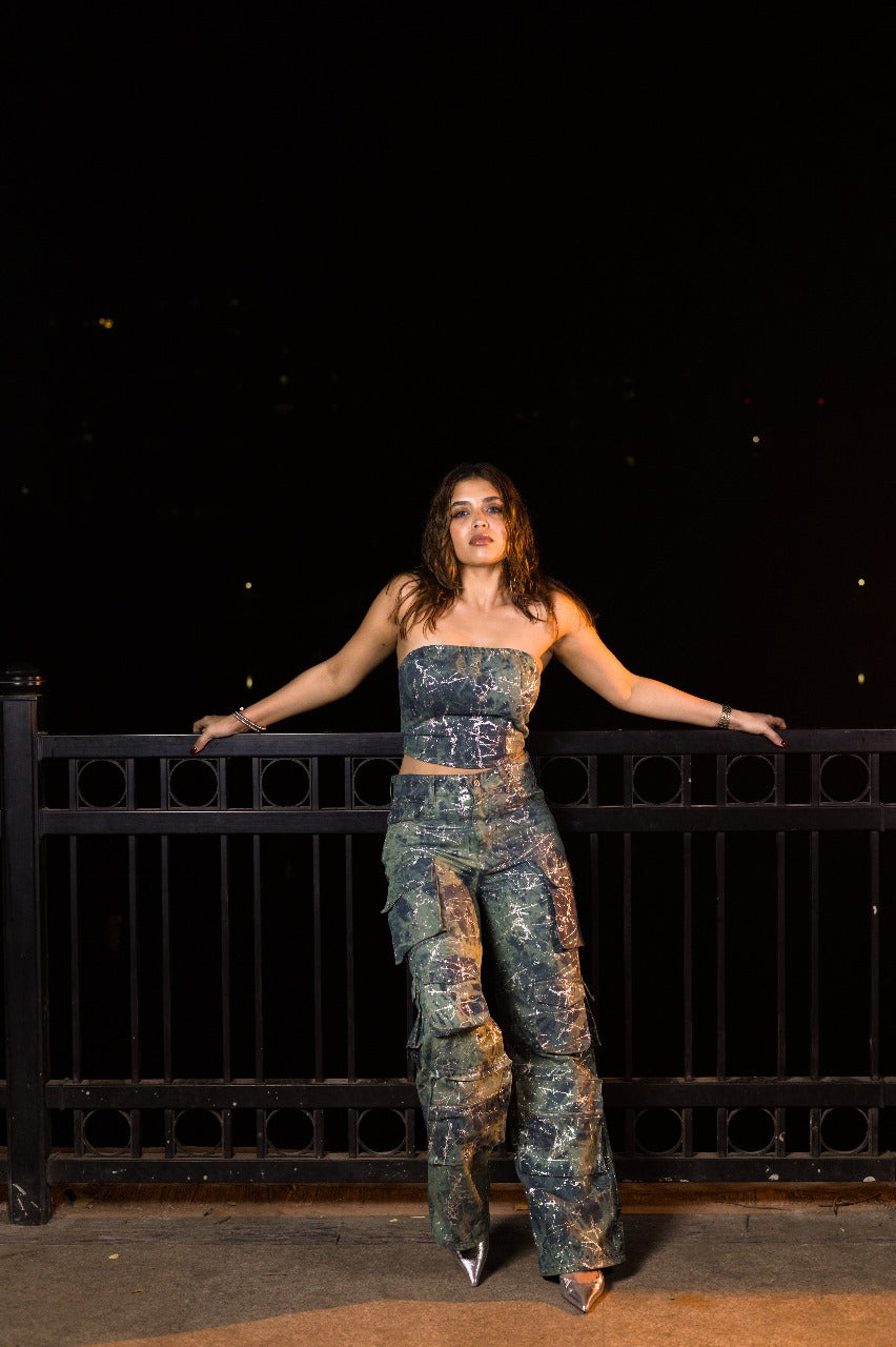 Milan High Street Foil Corset Denim