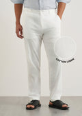 White Cotton Linen Regular Fit Pant
