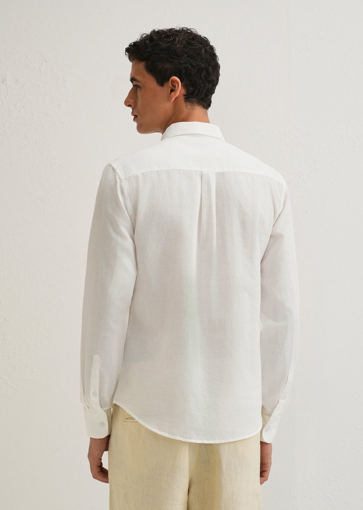White Cotton Linen Shirt