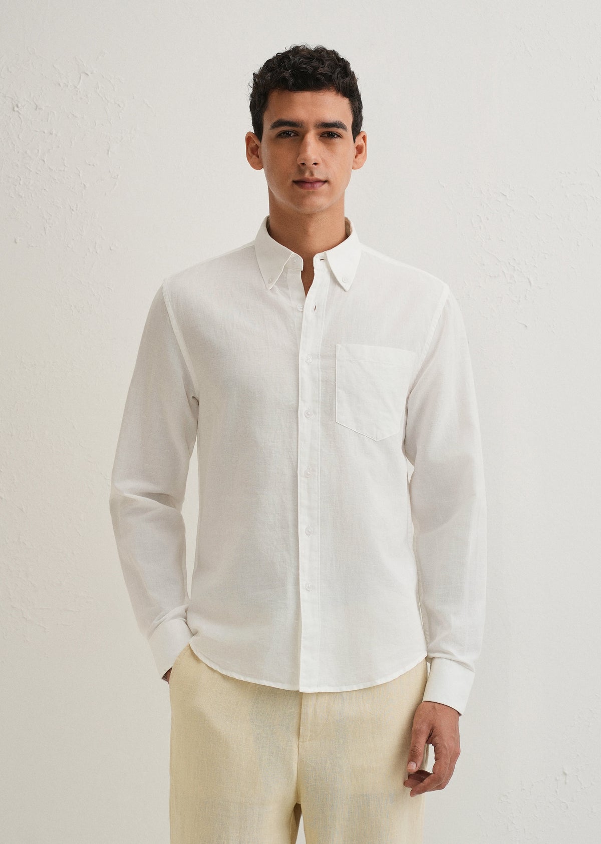 White Cotton Linen Shirt