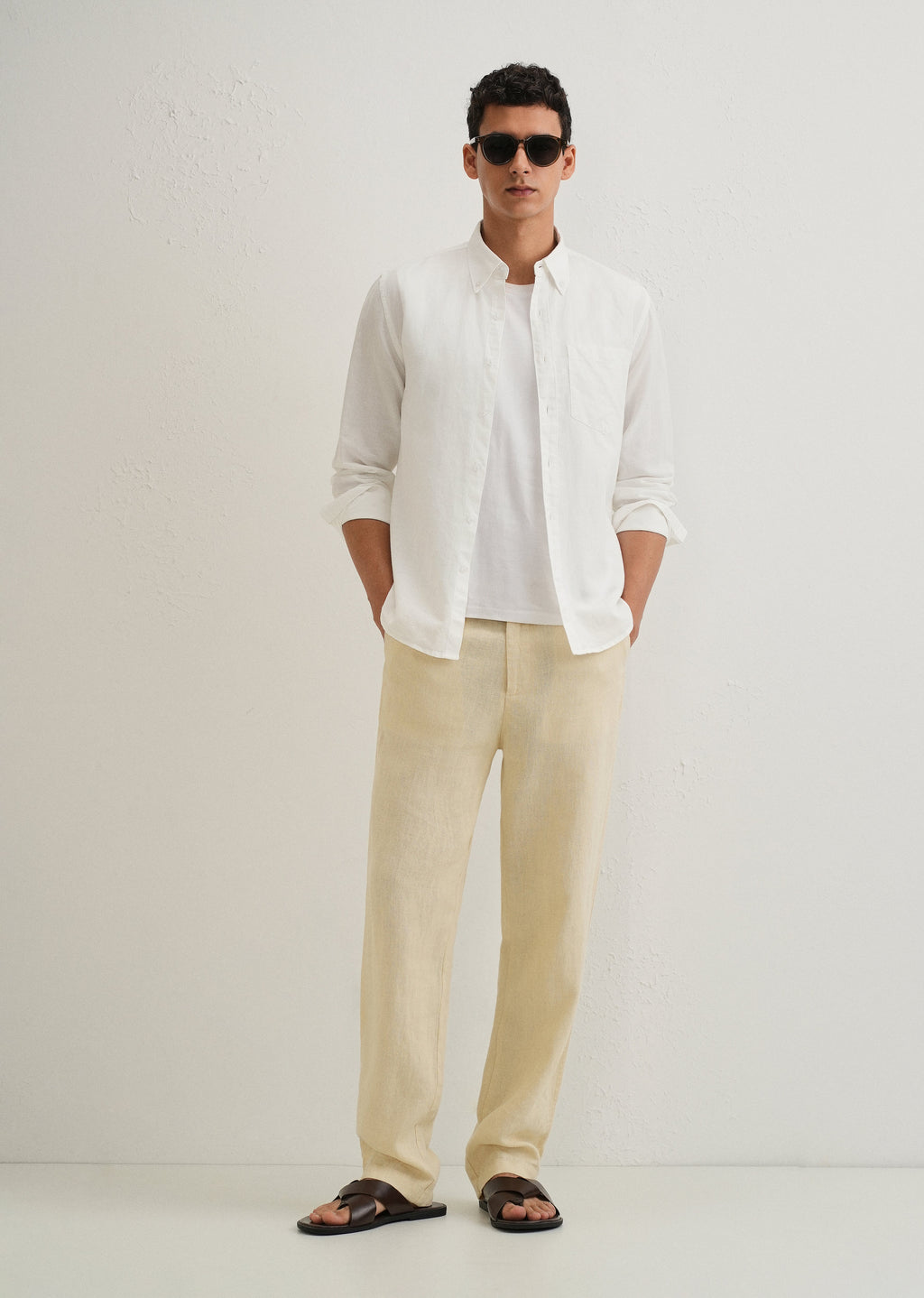 White Cotton Linen Shirt