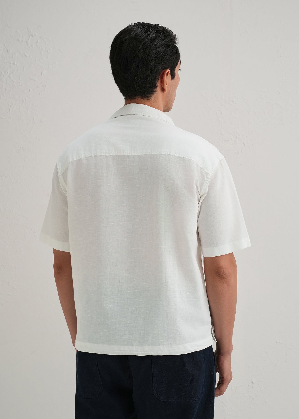 White Doodle Embroidery Cotton Linen Shirt