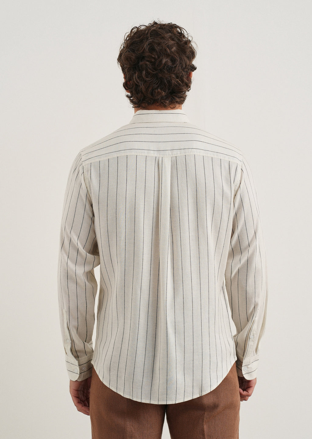 White Lyocell Linen Stripe Shirt
