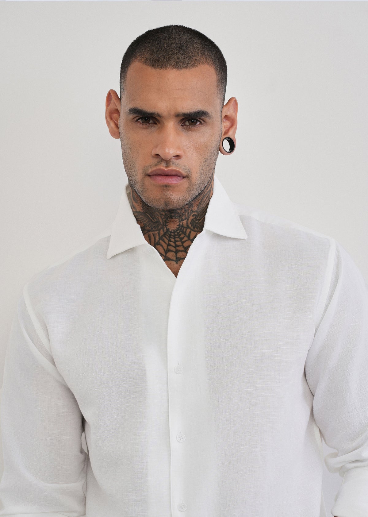 White Plain Cotton Linen Shirt