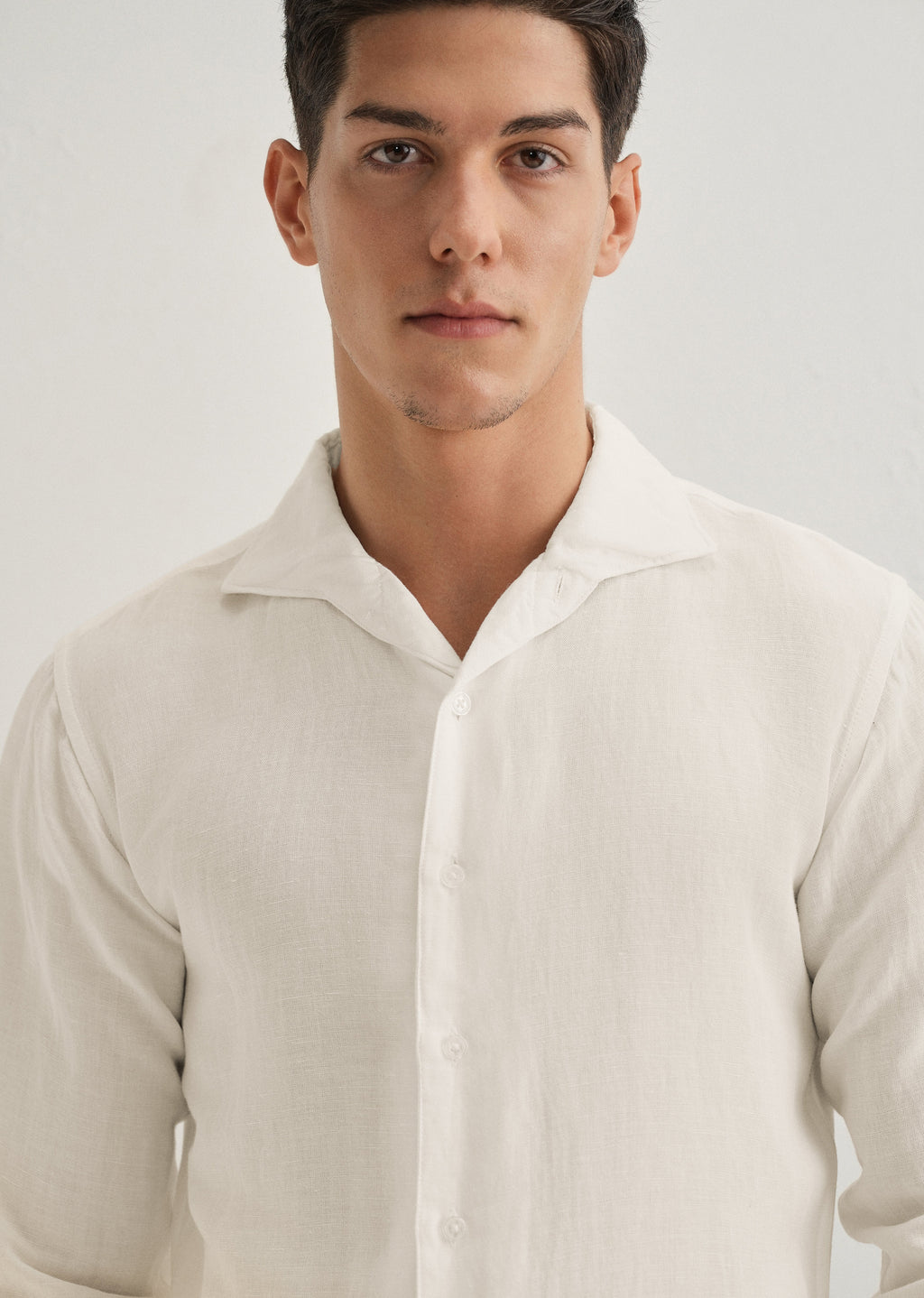 White Plain Linen Viscose Shirt