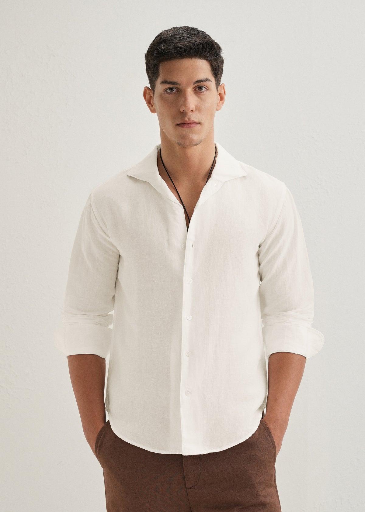 White Plain Linen Viscose Shirt