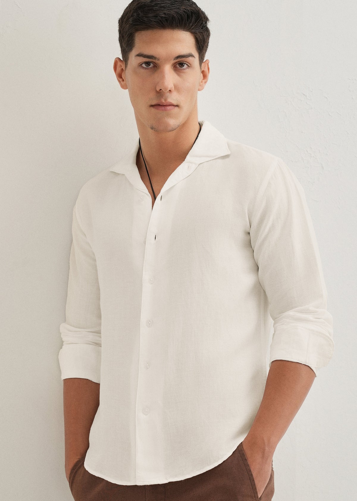 White Plain Linen Viscose Shirt