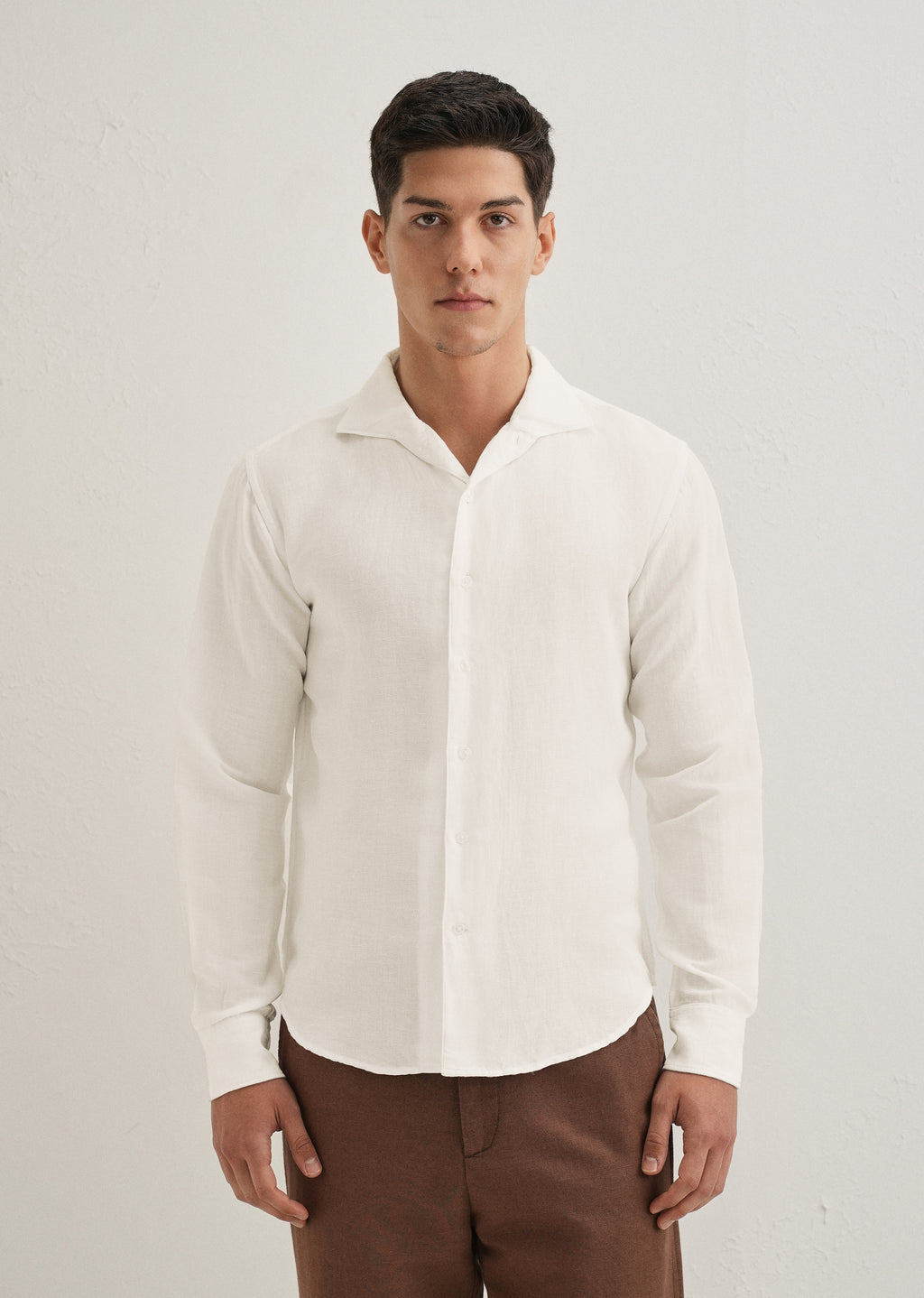White Plain Linen Viscose Shirt