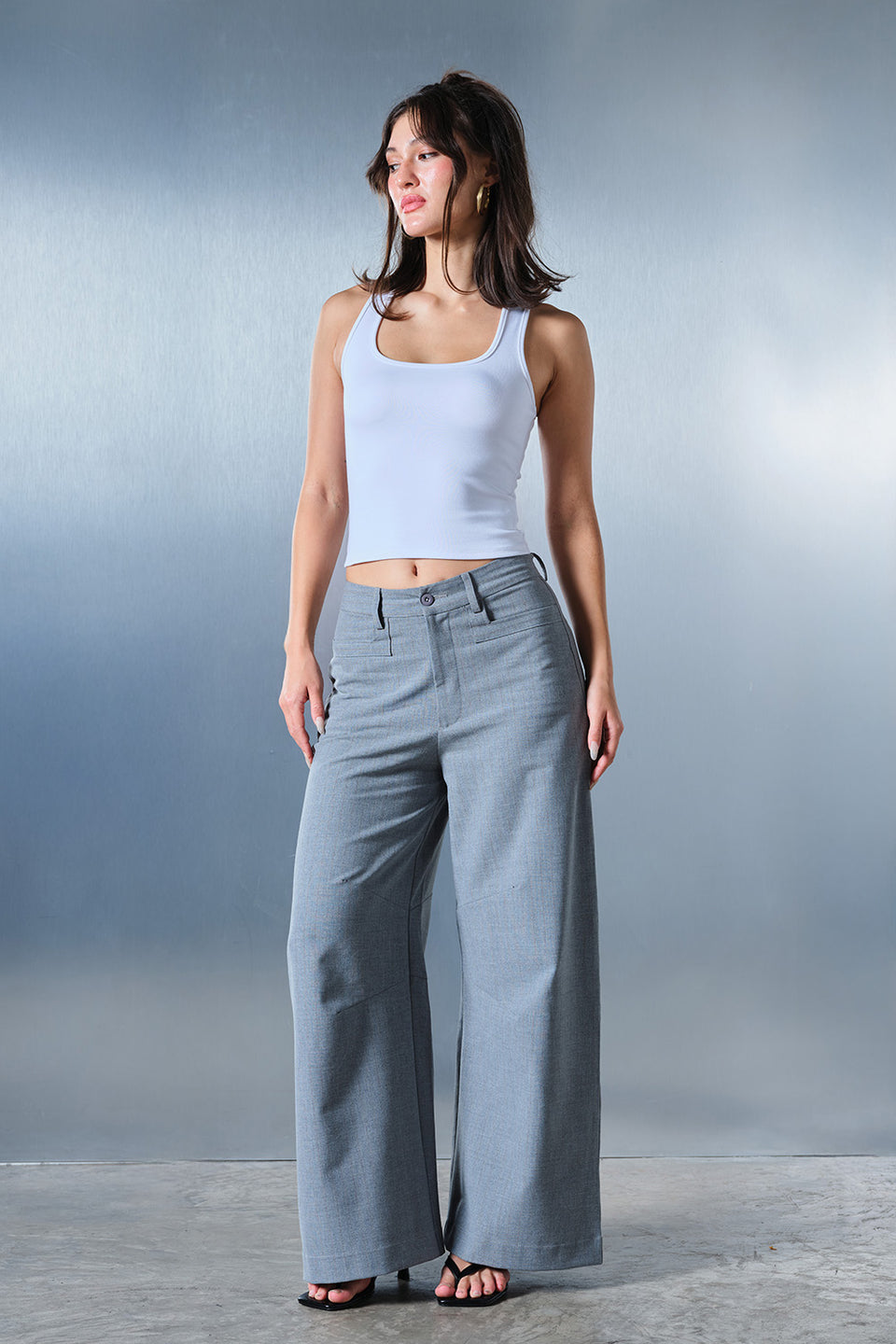 White Square Neck Tank TT65
