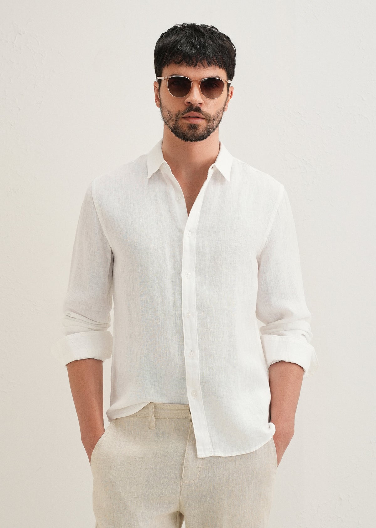 White Pure Linen Shirt