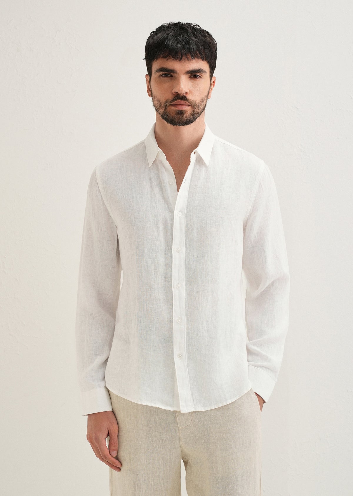 White Pure Linen Shirt