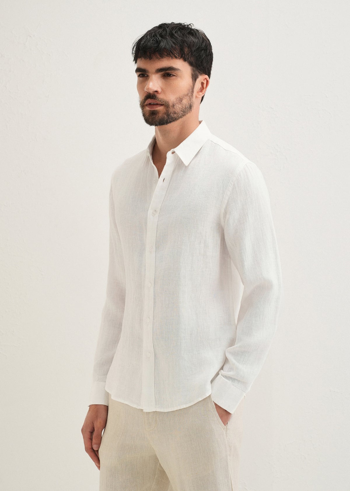 White Pure Linen Shirt