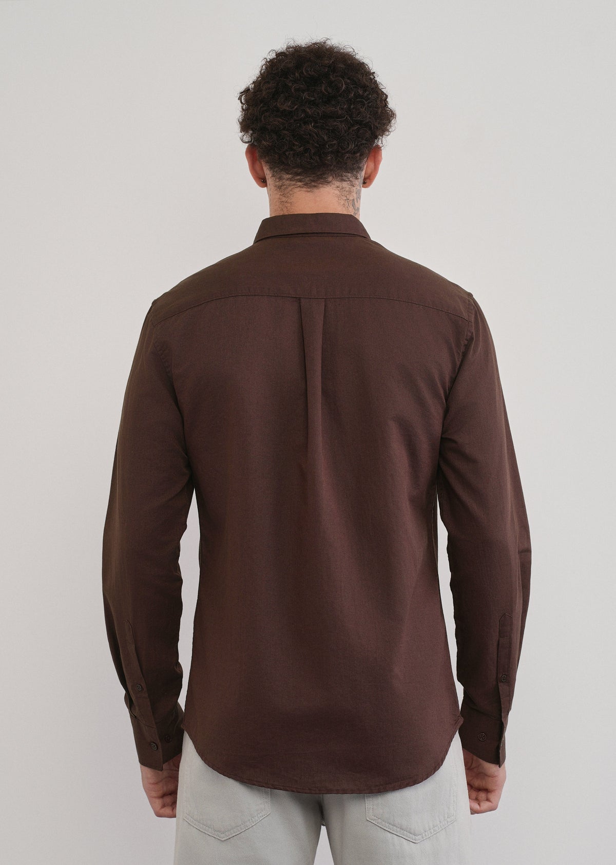 Wine Cotton Linen Flap Pocket Shirt