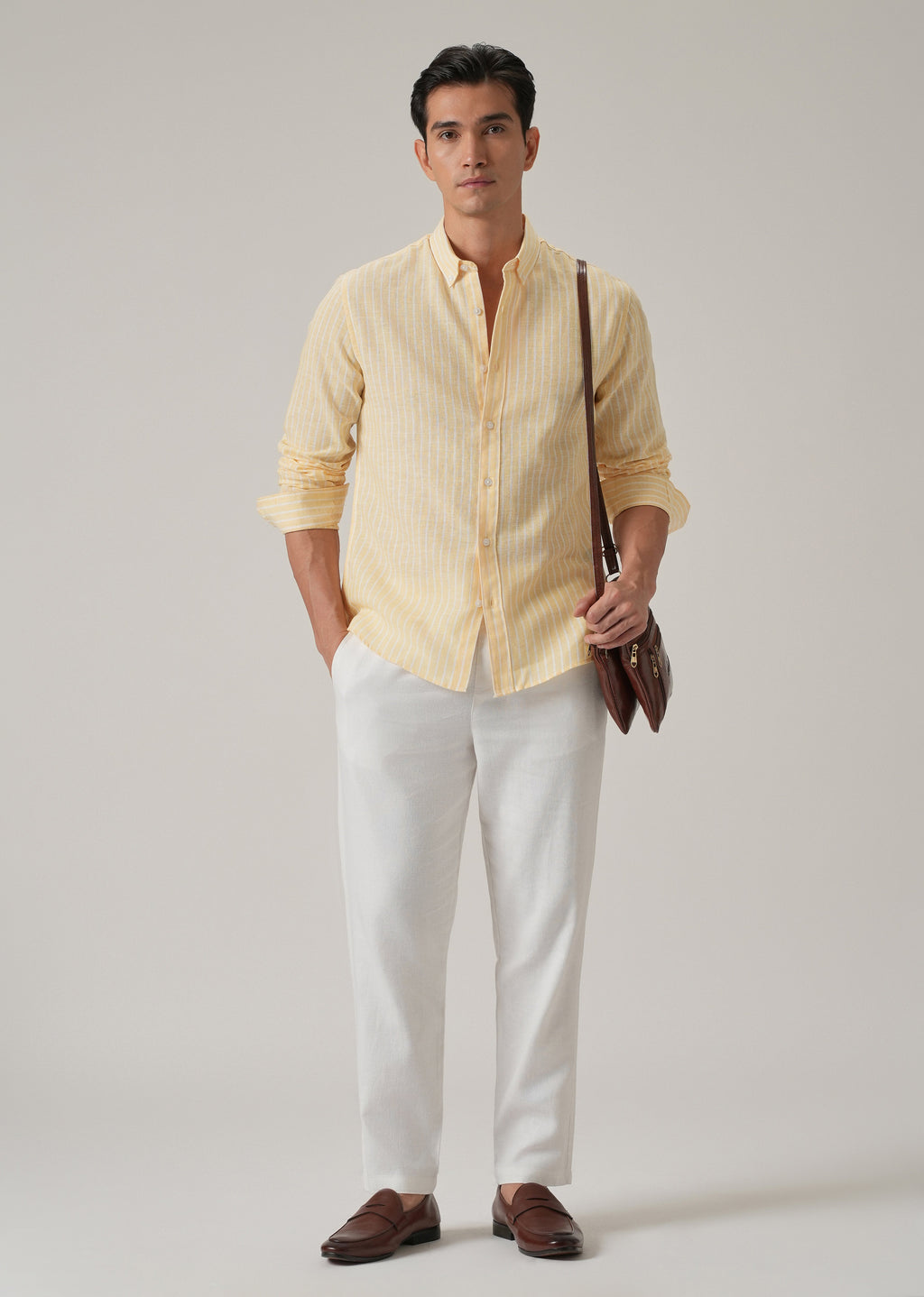 Yellow Stripe Linen Shirt