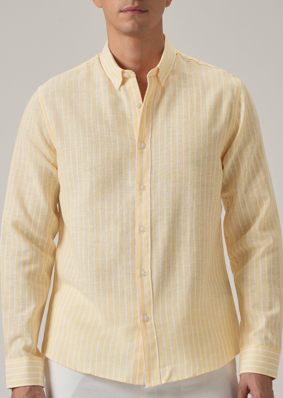 Yellow Stripe Linen Shirt
