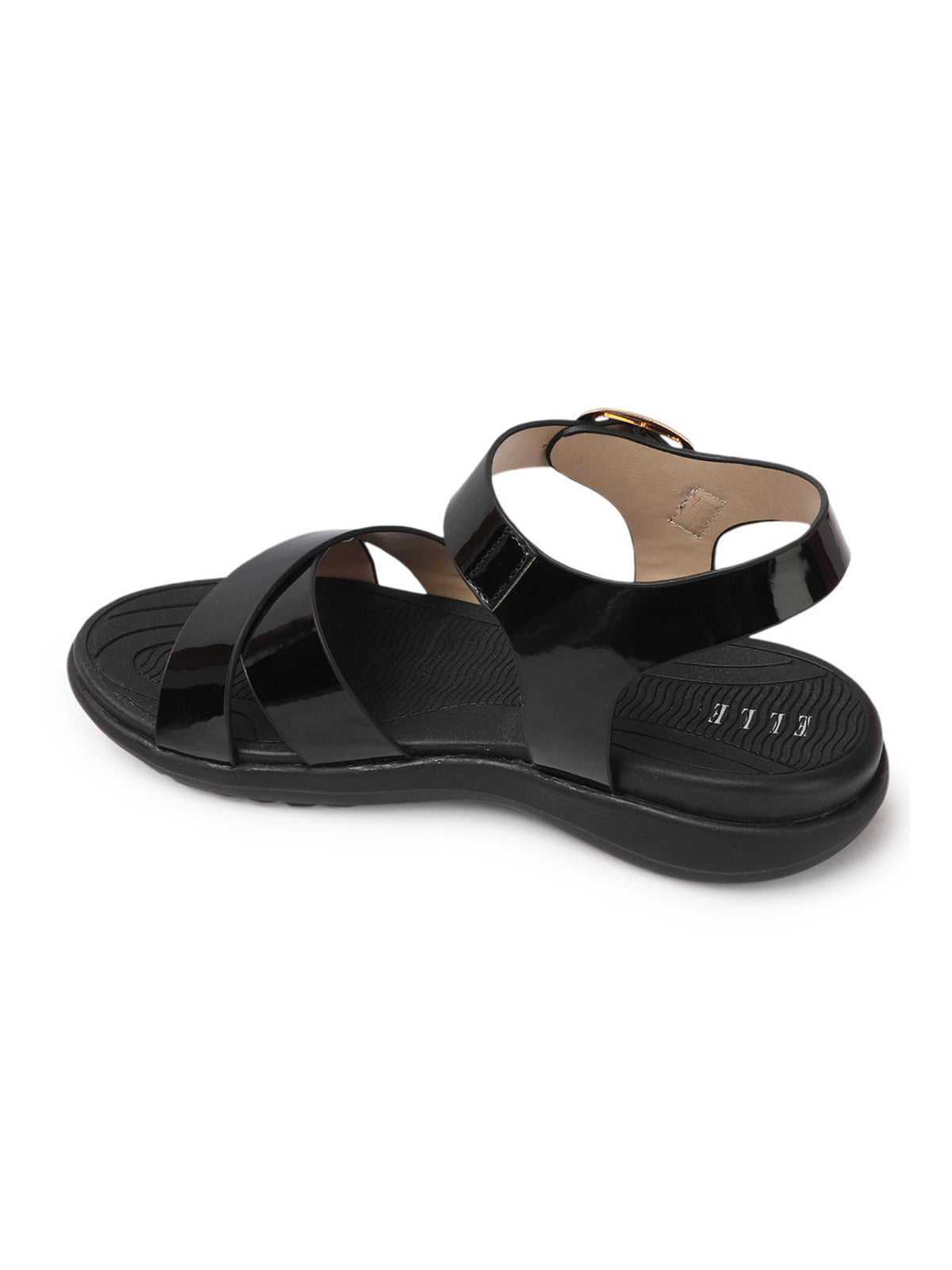 Black Color Women Buckle Comfort Sandals | SD89 - view 5