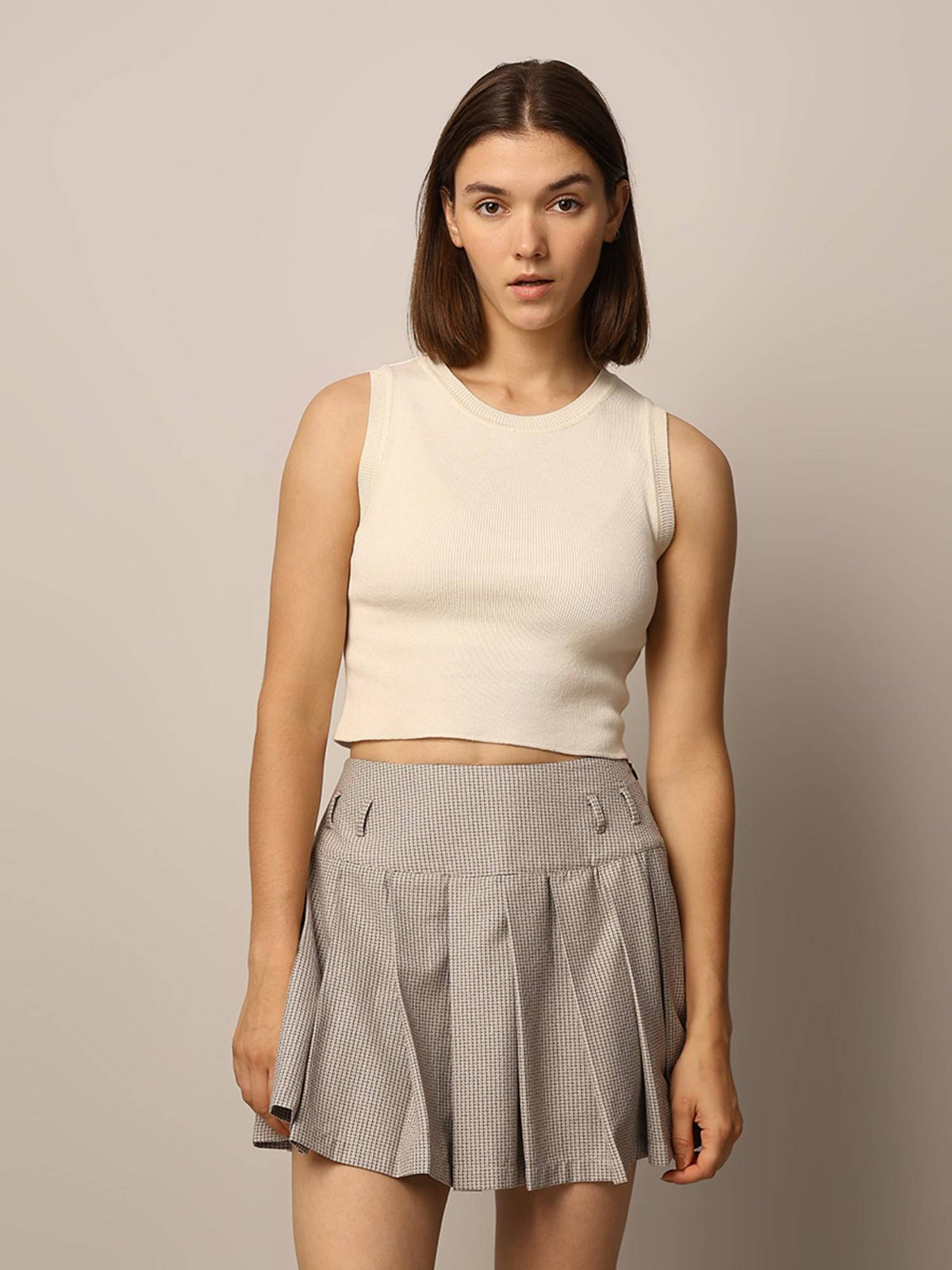 Women Slim Fit White Tank Top | O24 - view 1