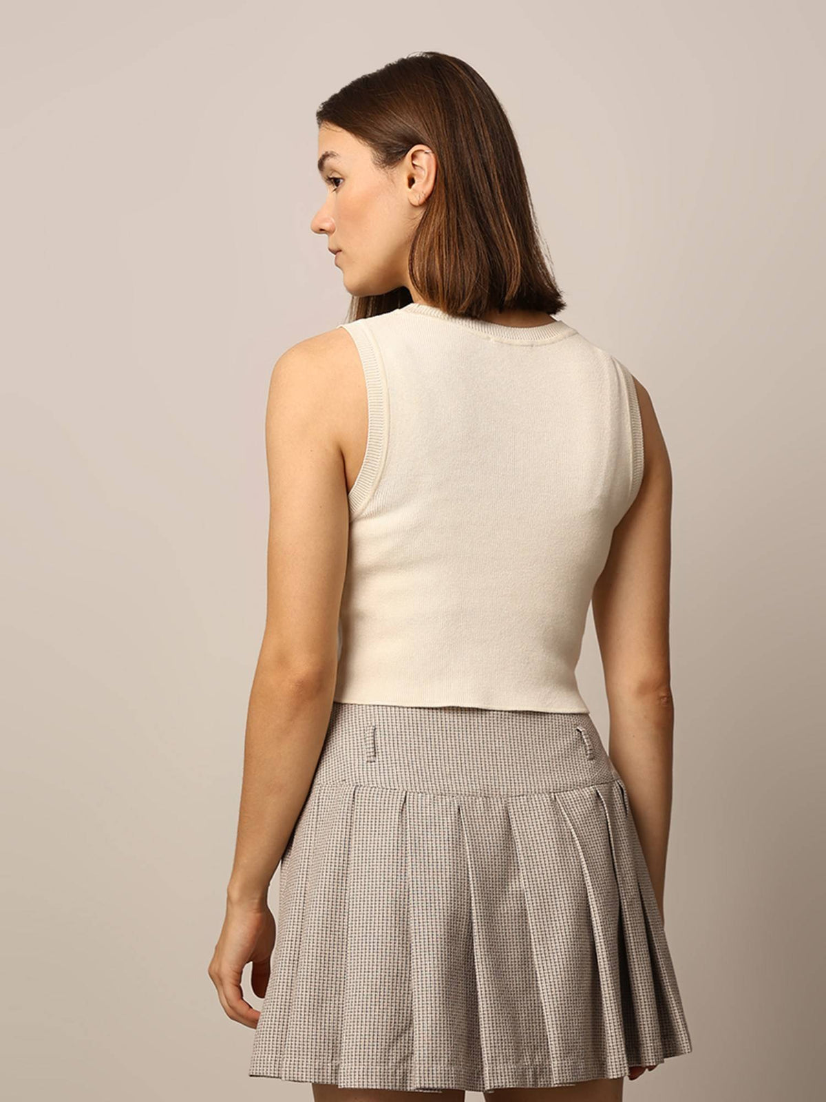 Women Slim Fit White Tank Top | O24 - view 2
