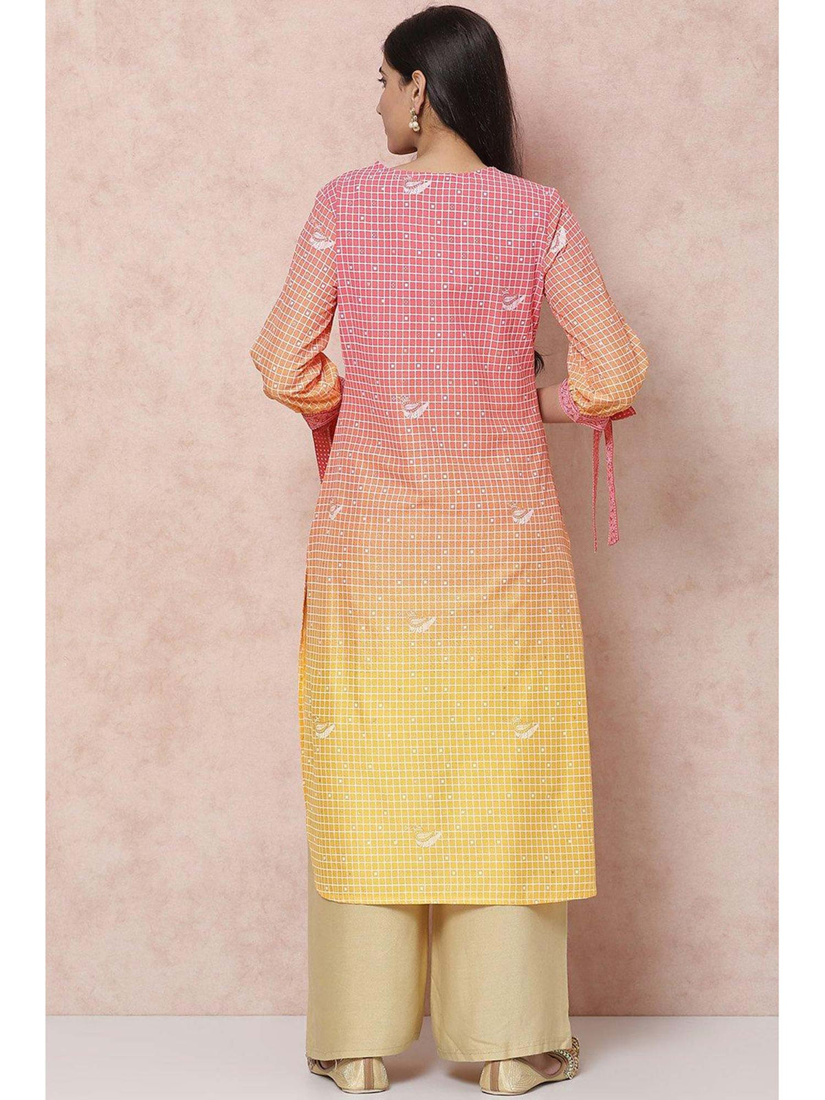 Yellow Viscose Rayon Straight Kurta | FY93 - view 5