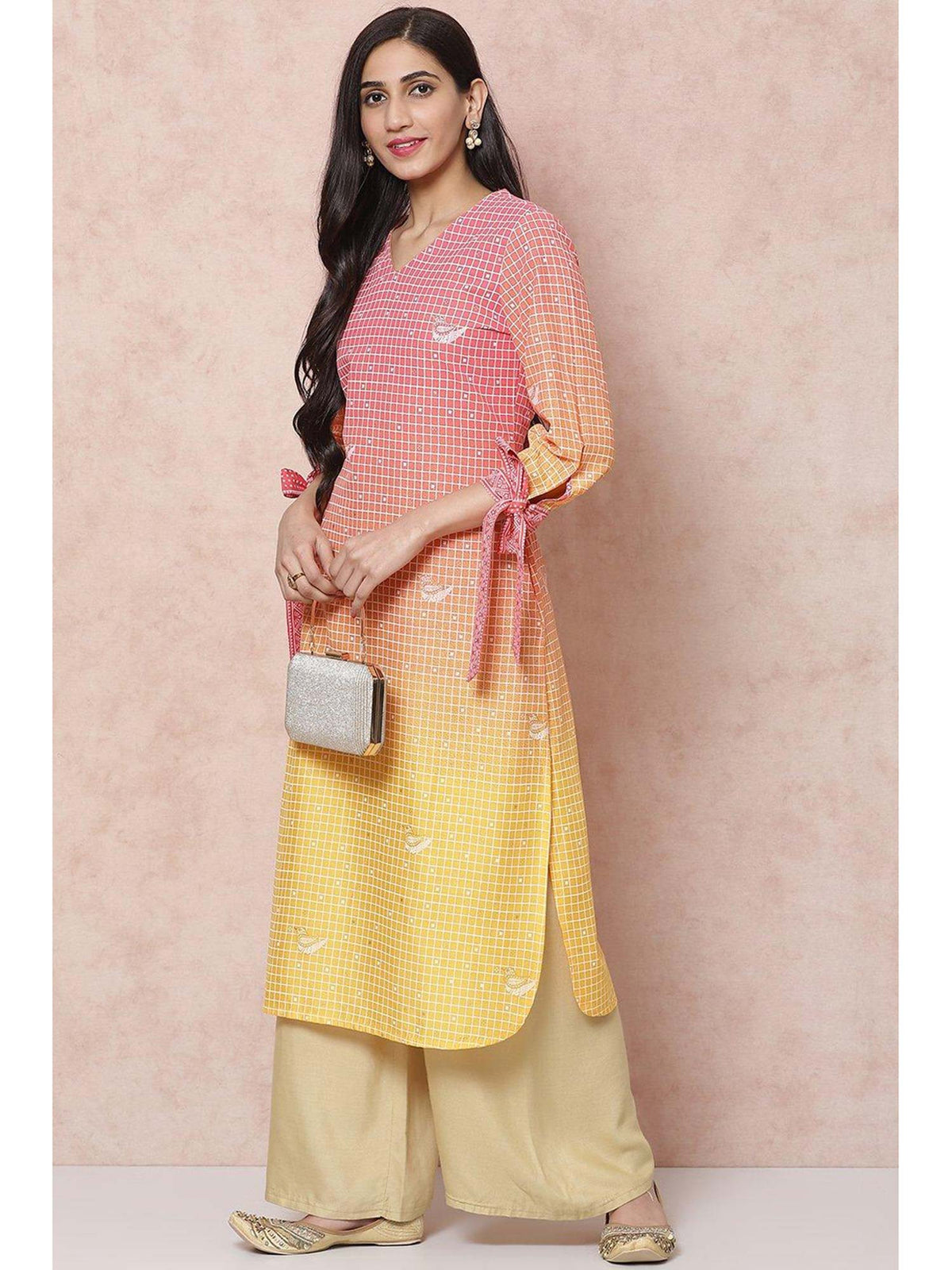 Yellow Viscose Rayon Straight Kurta | U3S - view 6
