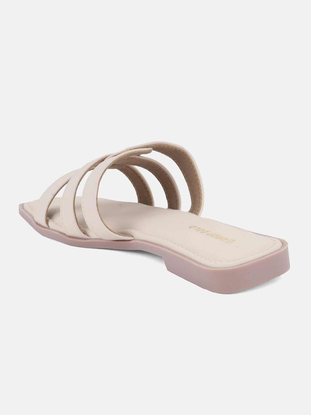 Cream Dual Strap Square Toe Comfort Flats for Women | F61 - view 5
