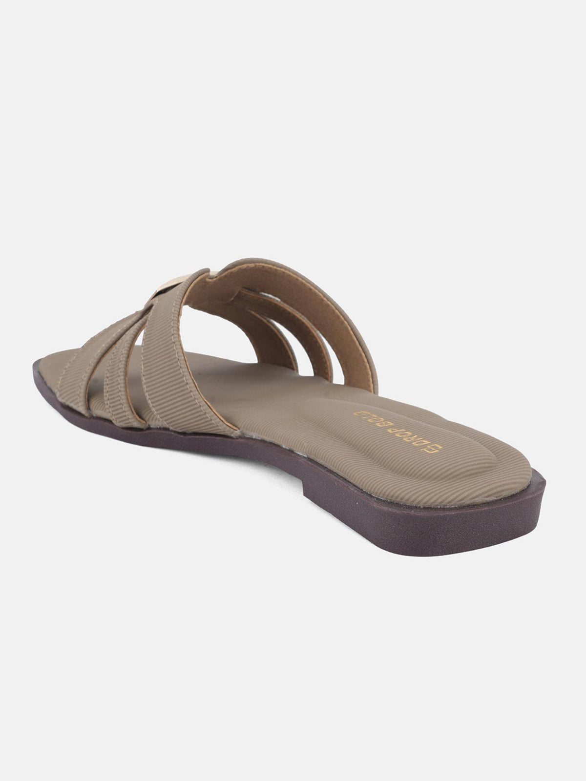 Taupe Open Toe Comfort Flats for Women | F61 - view 5