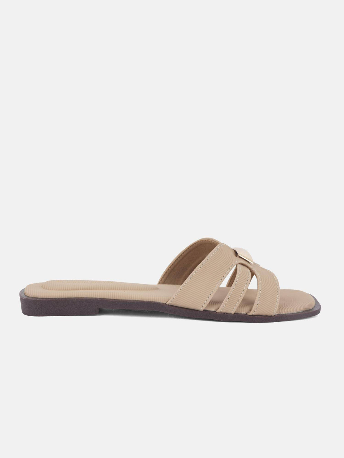 Beige Open Toe Comfort Flats for Women | F61 - view 5