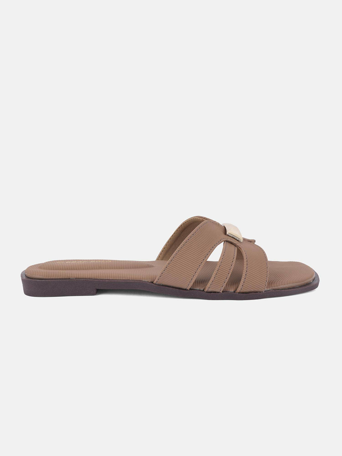 Brown Open Toe Comfort Flats for Women | F61 - view 5