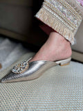 Crystal Luxe Silver Mules | H78 - view 1