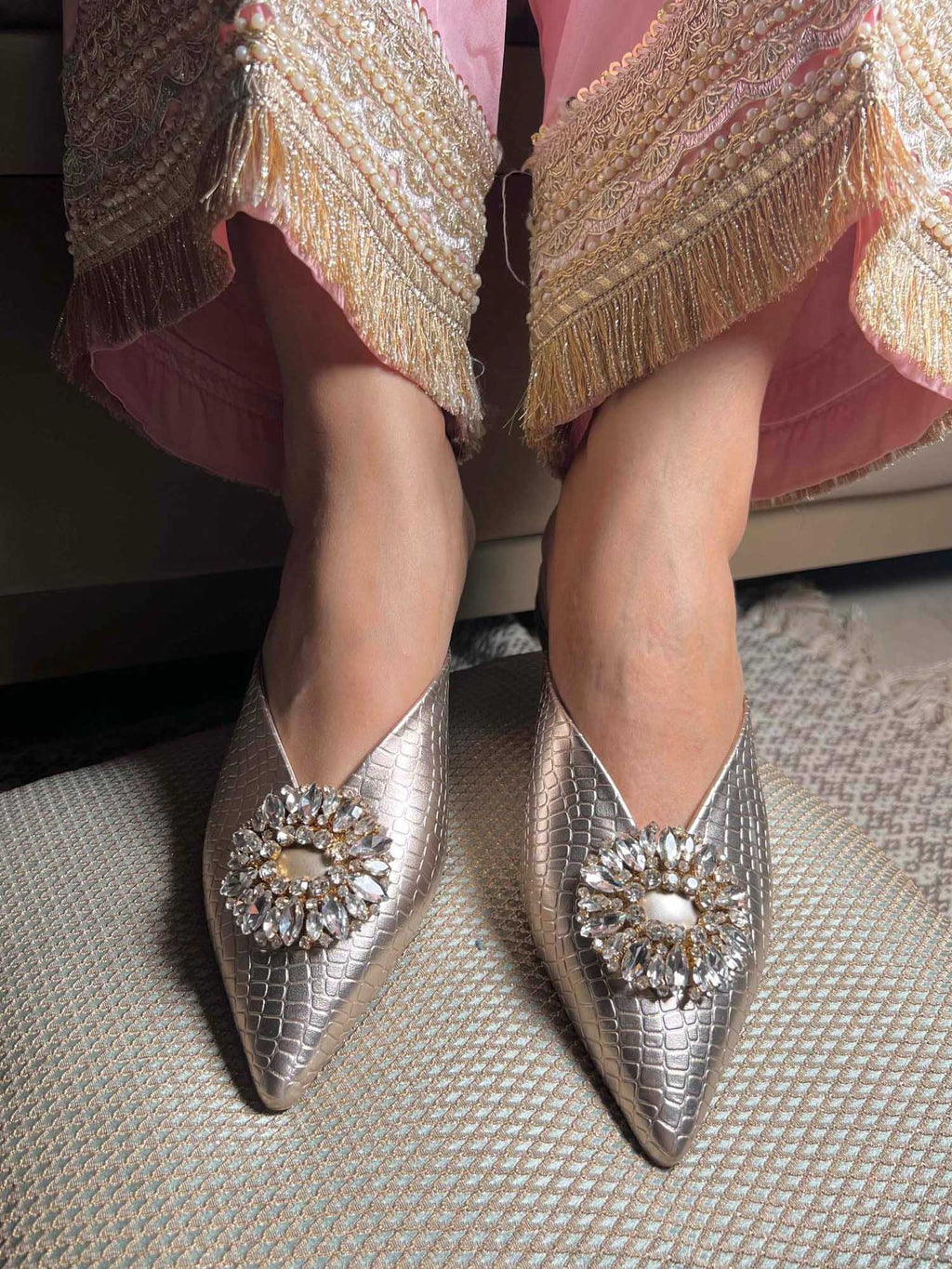 Crystal Luxe Silver Mules | H78 - view 2
