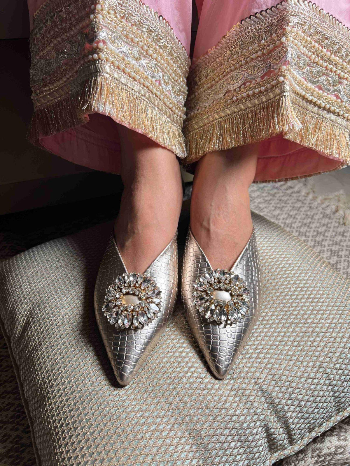 Crystal Luxe Silver Mules | H78 - view 4