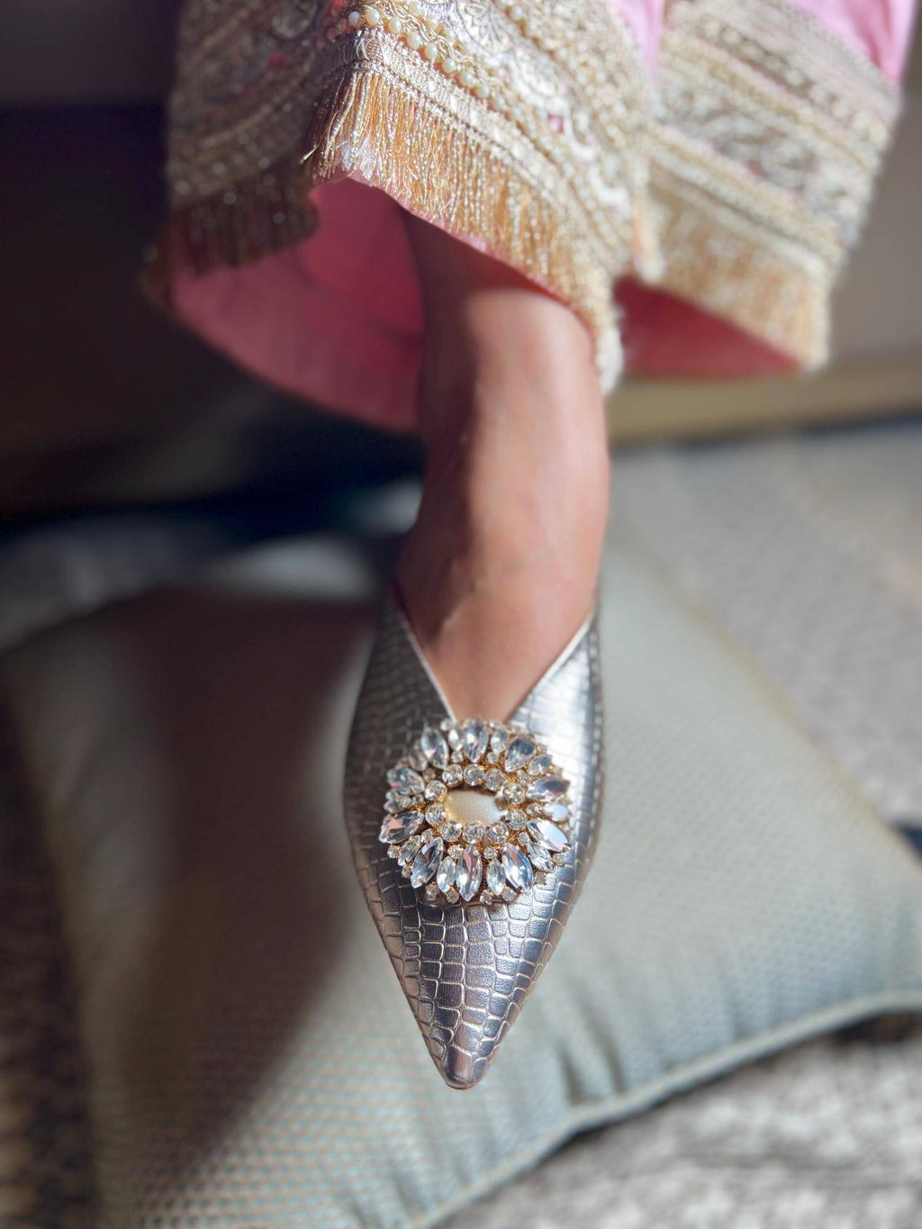 Crystal Luxe Silver Mules | H78 - view 5