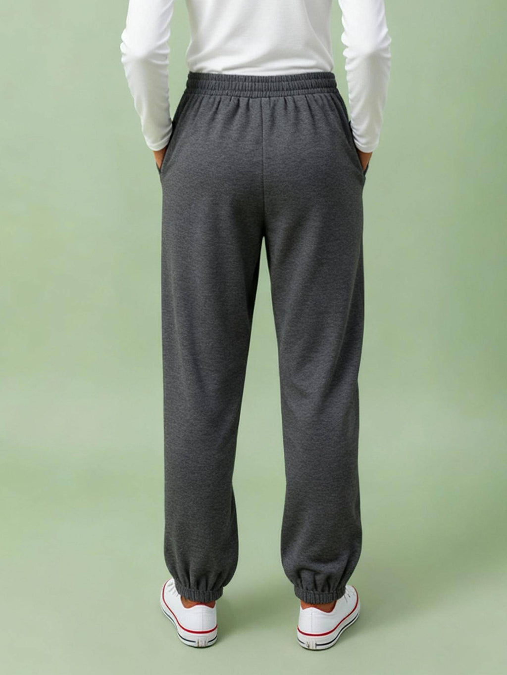 Grey Solid Joggers | WJ89 - view 2