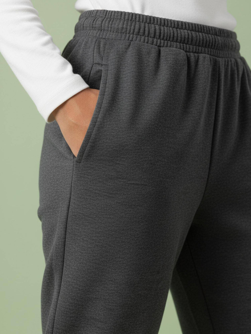 Grey Solid Joggers | WJ89 - view 3