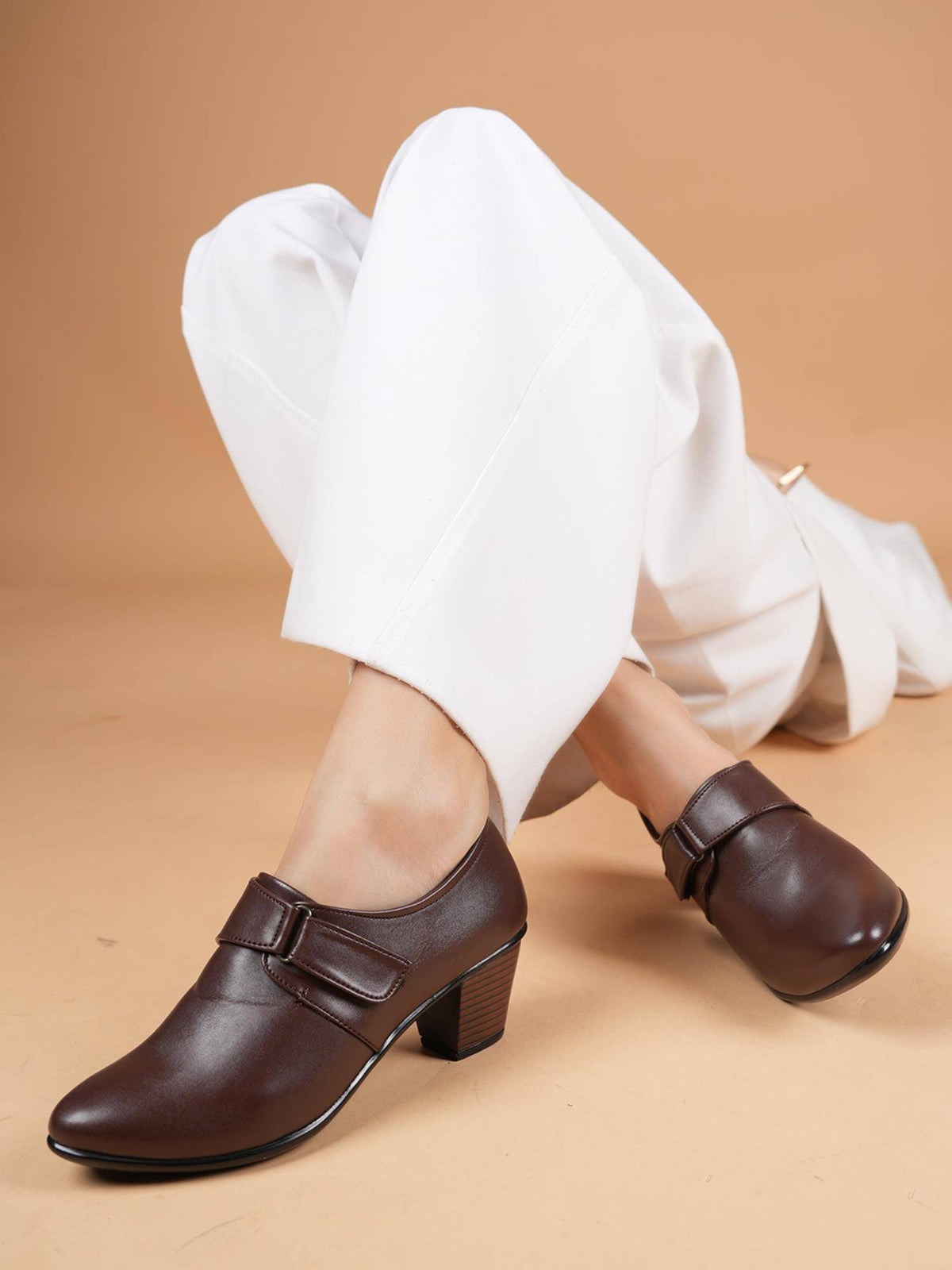 Comfortable Brown Block Heels Casual Boots for Women | BT61 - view 1