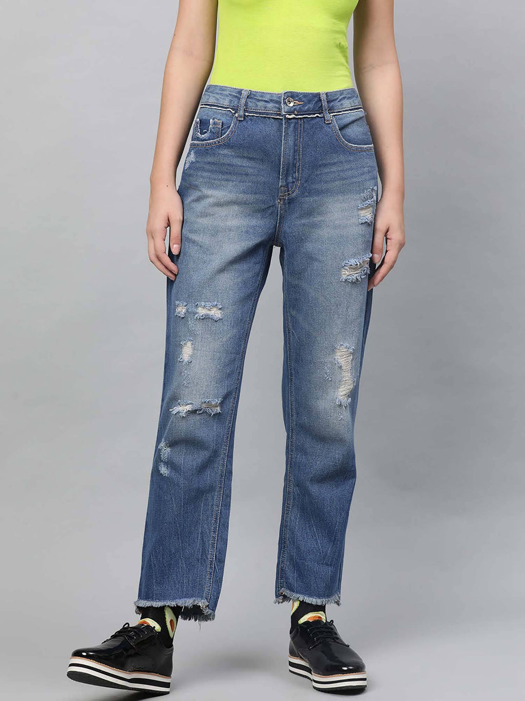 Women Blue Cotton Jeans | ST23 - view 1