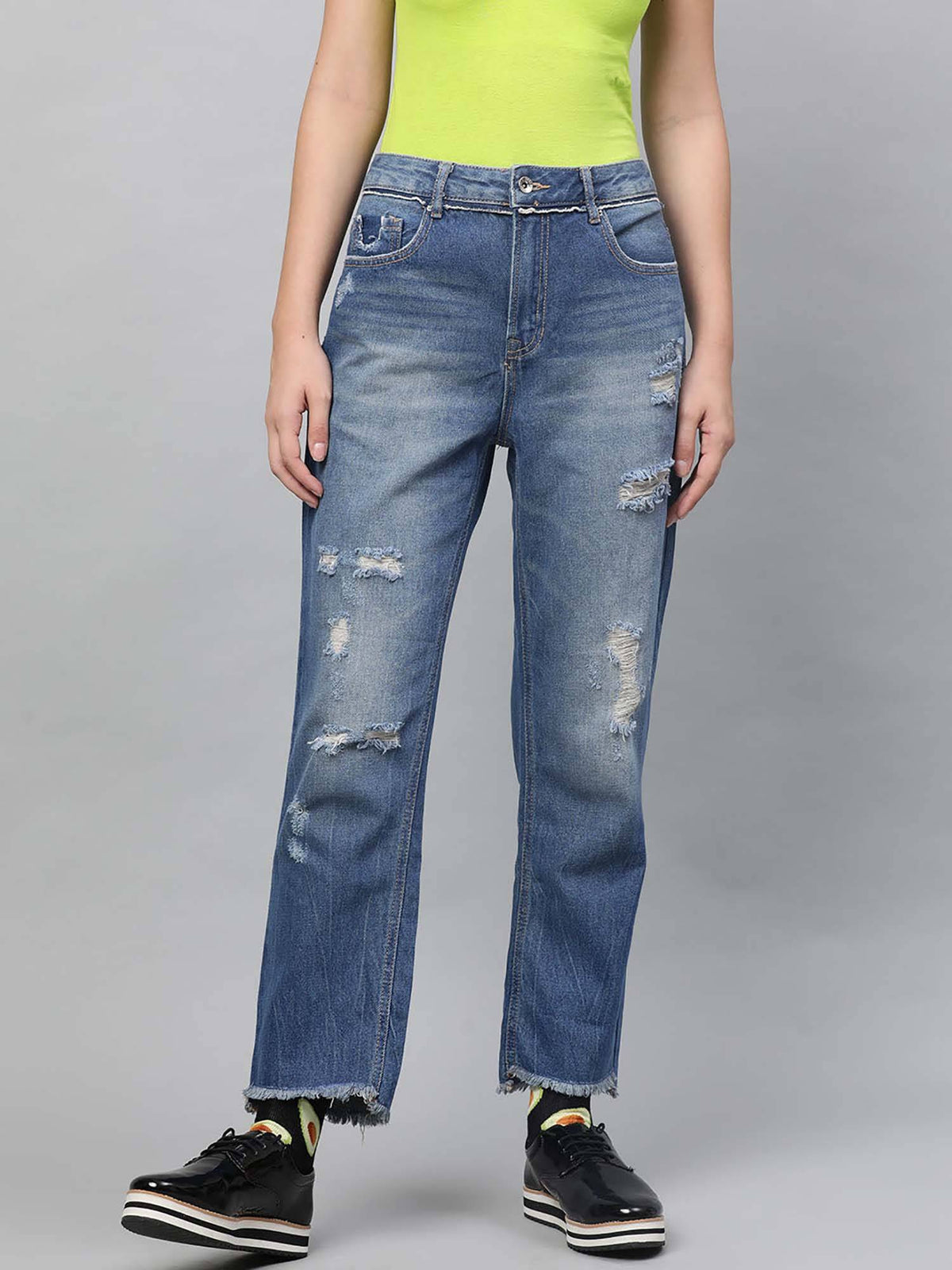 Women Blue Cotton Jeans | ST23 - view 1