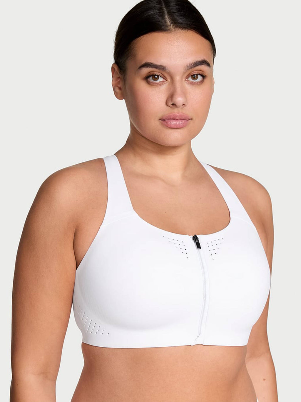 White Featherweight Max Front-Close Sports Bra | sb09 - view 1