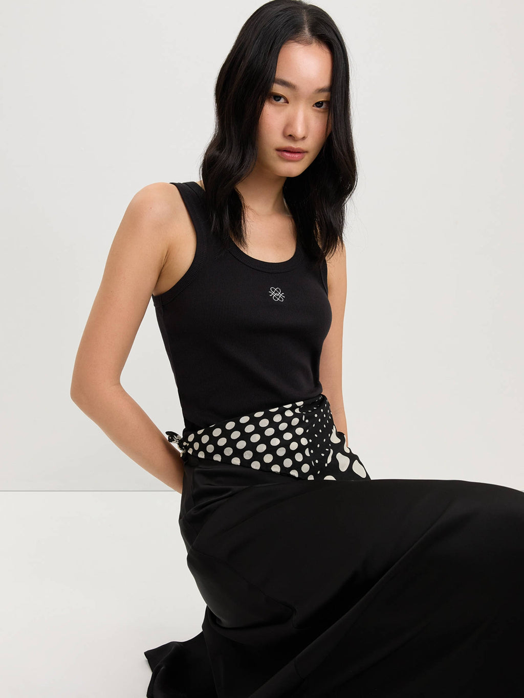 Ribbed Logo Tank Top - Black | TT98 - view 5