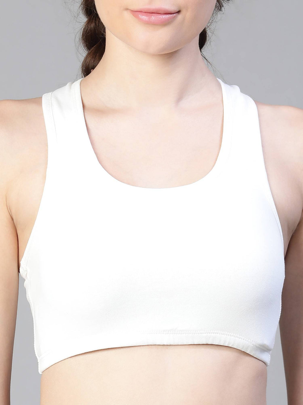 Off -White Solid Full Coverage Sports Bra Non Padded Non Wired Sports Bra | sb09 - view 6