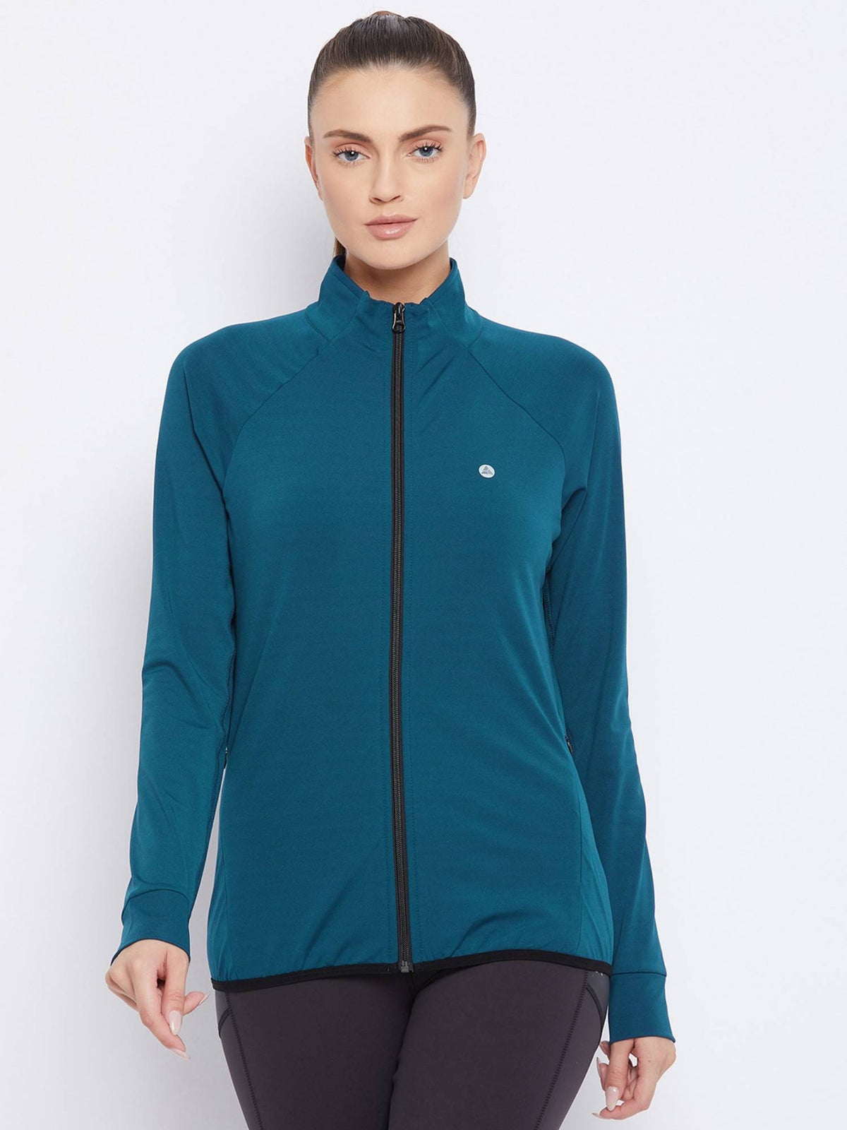 Women Teal Zipper Dry Fit Outdoor Jacket | JK12 - view 1