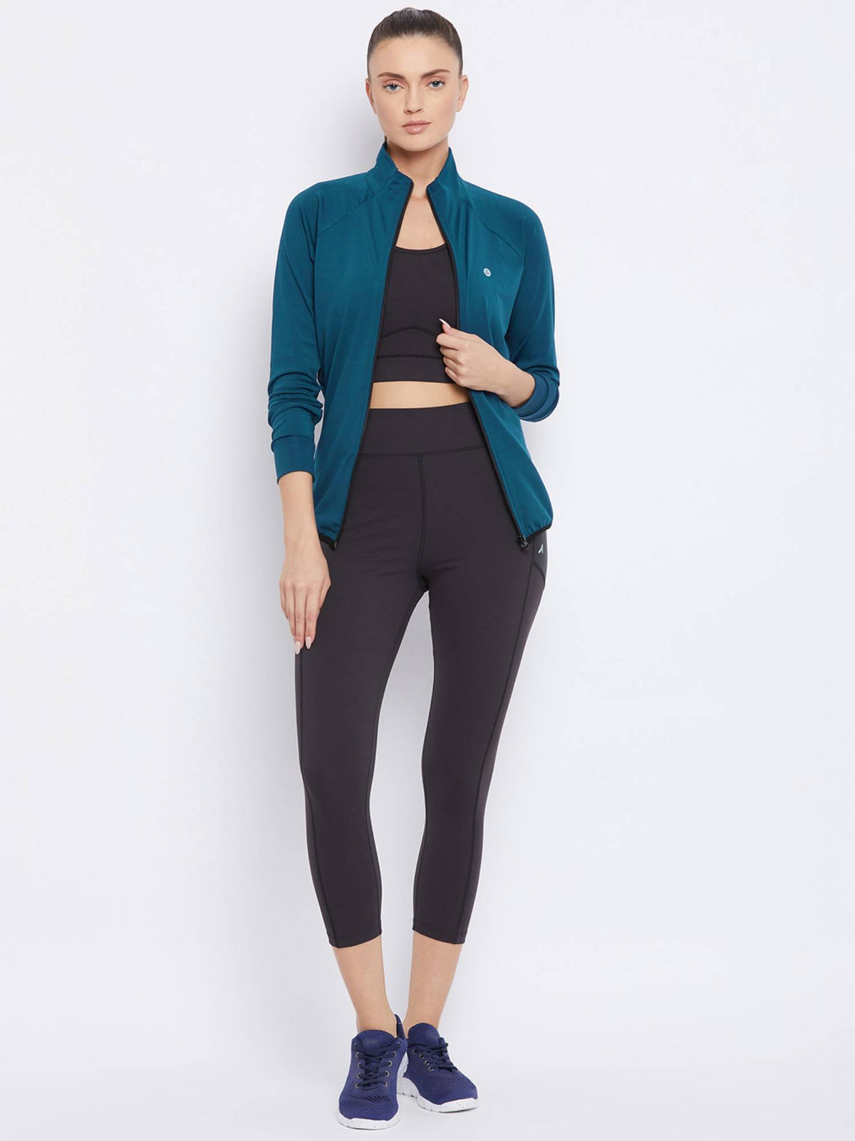 Women Teal Zipper Dry Fit Outdoor Jacket | JK12 - view 2