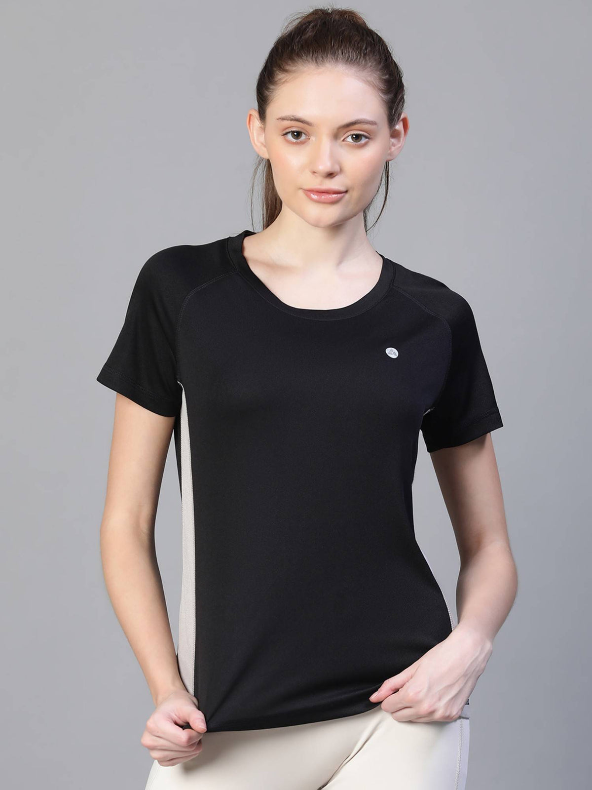 Women Black Lightweight Quick Dry Running Fitness Sports T-Shirt | TT89 - view 1