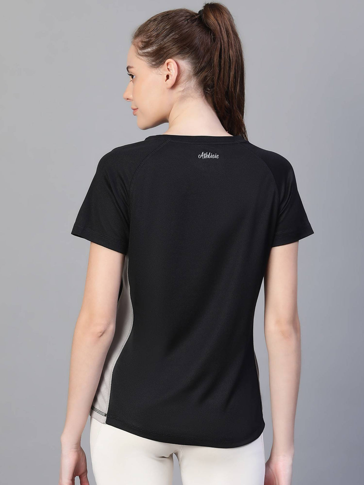Women Black Lightweight Quick Dry Running Fitness Sports T-Shirt | TT89 - view 4