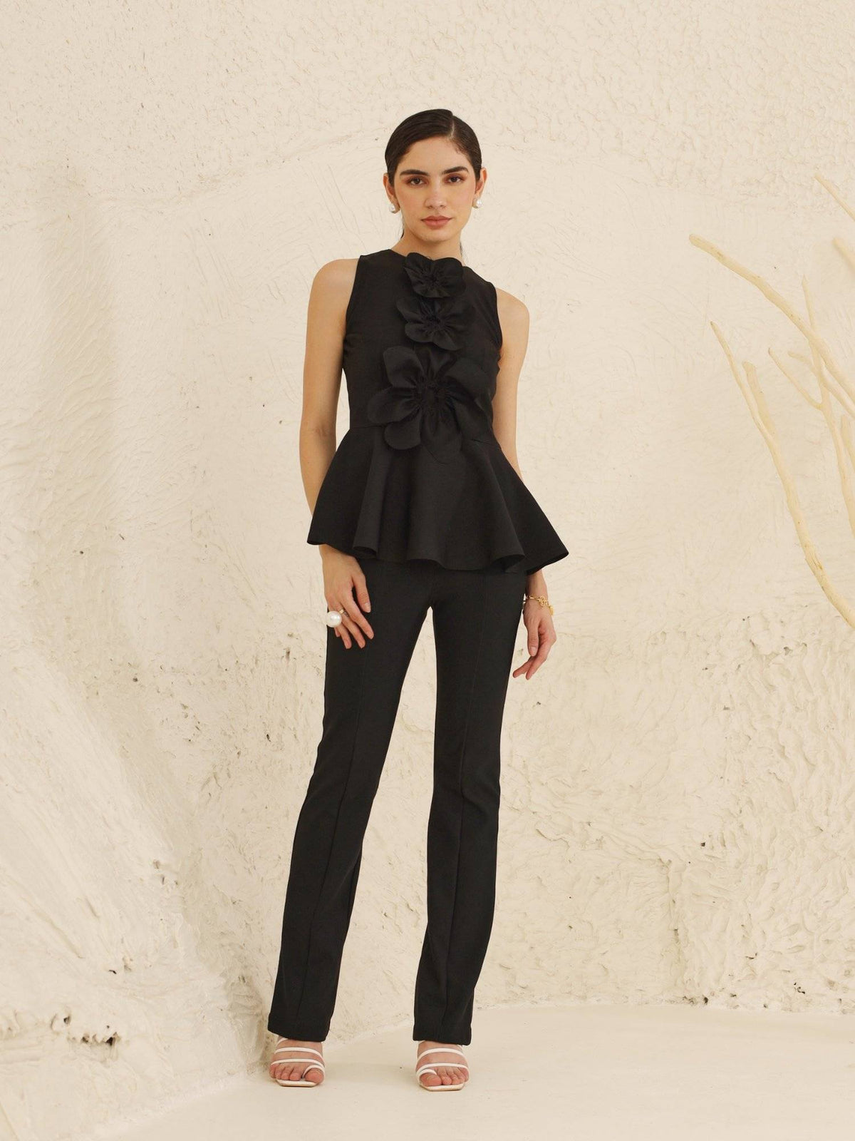 Florence Peplum Top - Black | pt51 - view 3