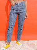 Women Blue Cotton Abstract Relaxed Jeans | RF89 - view 1