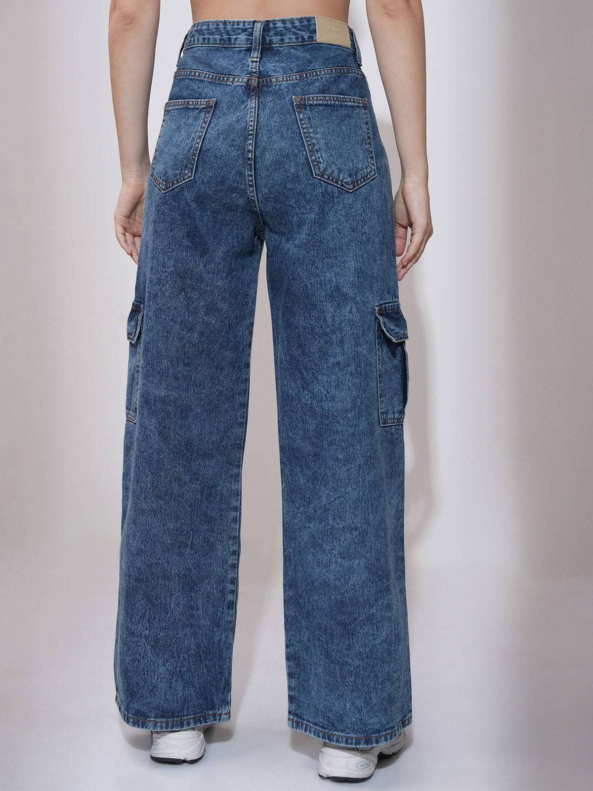 Women Blue Cotton Solid Flared Jeans | BG78 - view 3