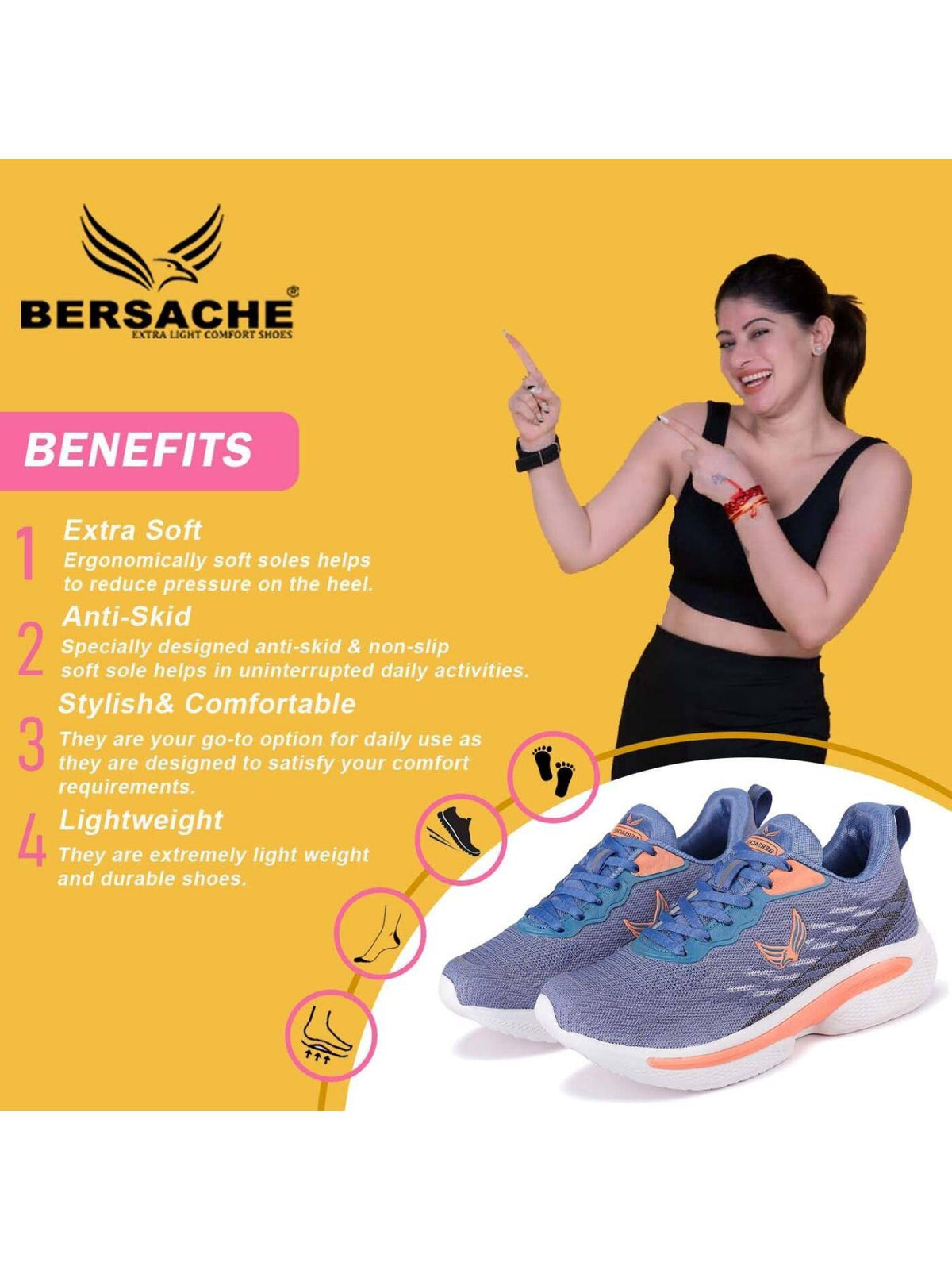 Women Premium Sports Blue Running Shoes | SH9 - view 3