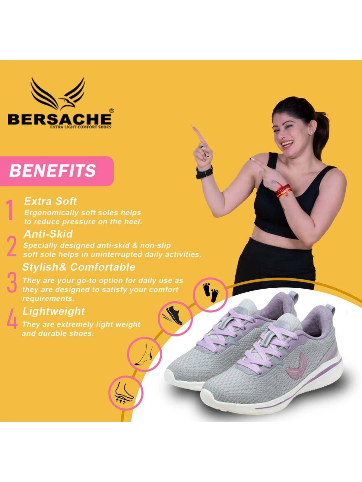 Women Premium Sports Grey Running Shoes | SH9 - view 3